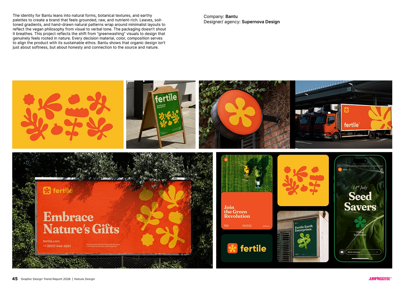 Graphic design inspired by natural elements with soft forms and restrained symbolism